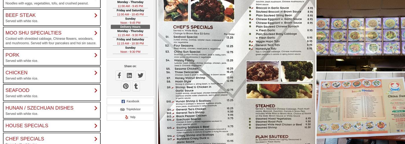 China Sun Menu
