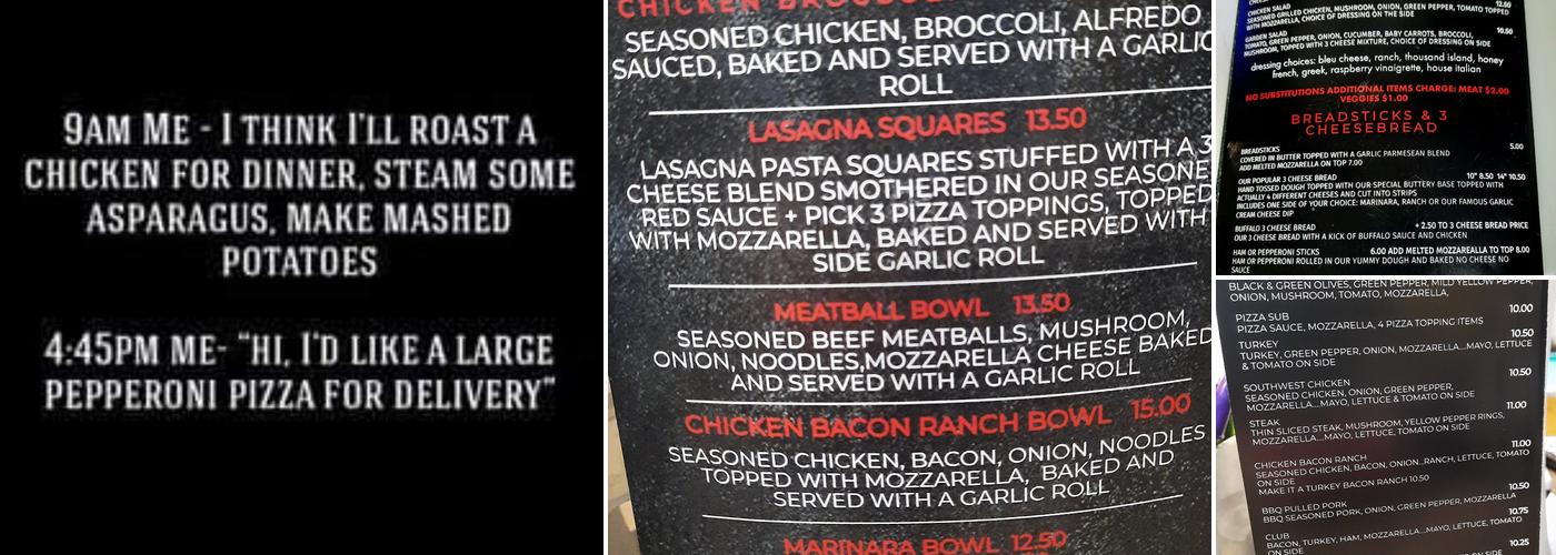 No Limits Pizza & Pool Menu