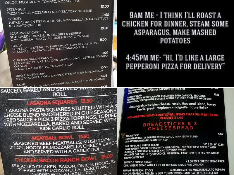 No Limits Pizza & Pool Menu