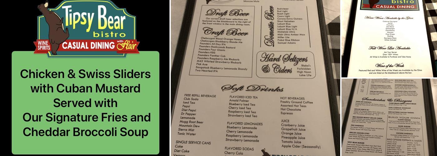 Tipsy Bear Bistro Menu