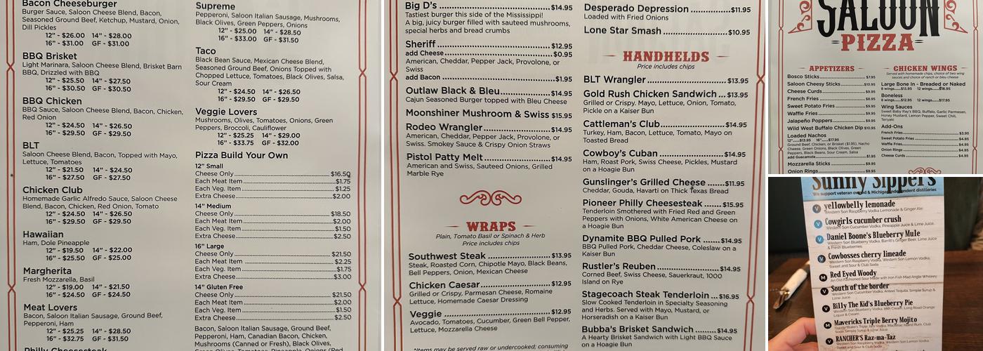 The Saloon Menu