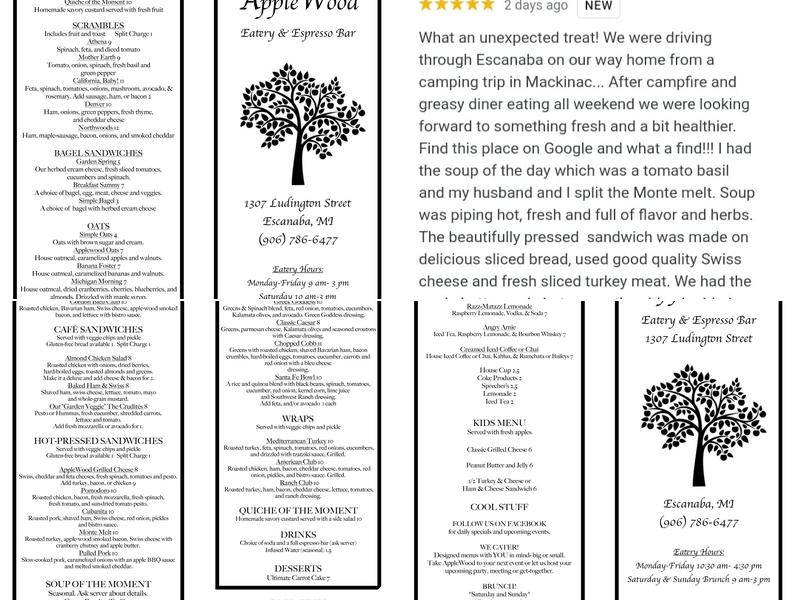 AppleWood Eatery & Espresso Bar Menu