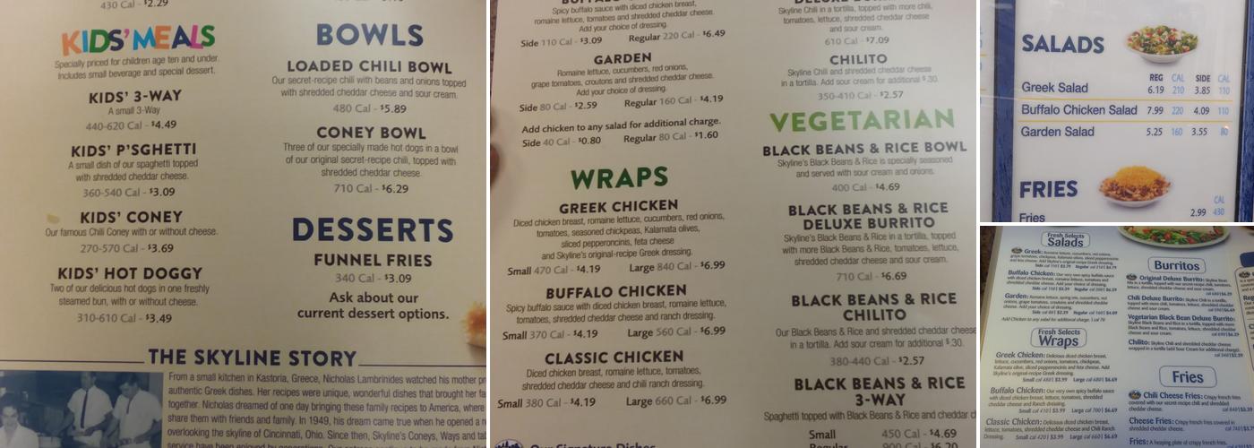 Skyline Chili Menu