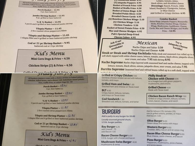 Rapid River Pub Menu