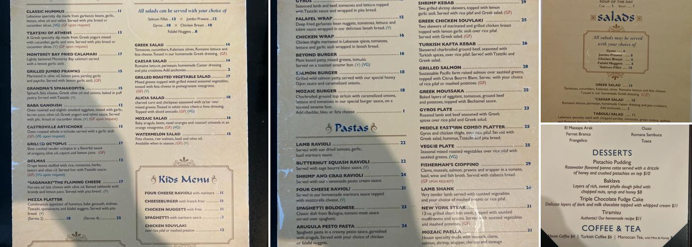Mozaic Menu