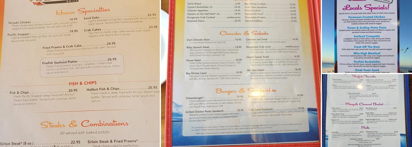 FireFish Grill Menu