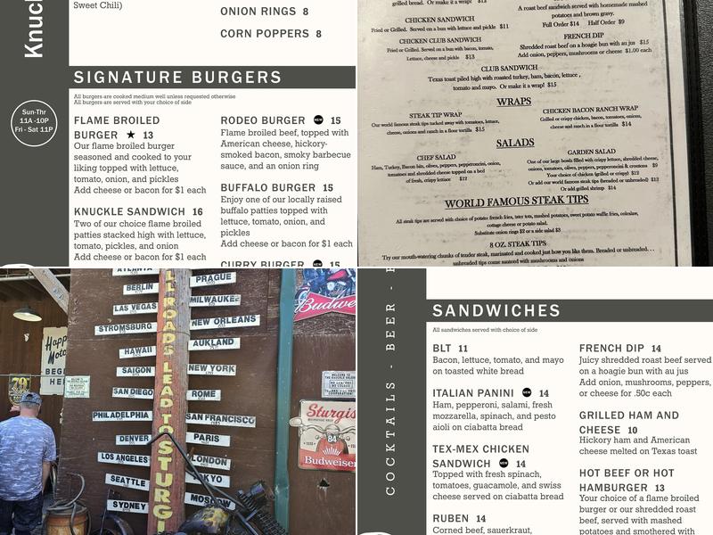 The Knuckle Saloon Menu