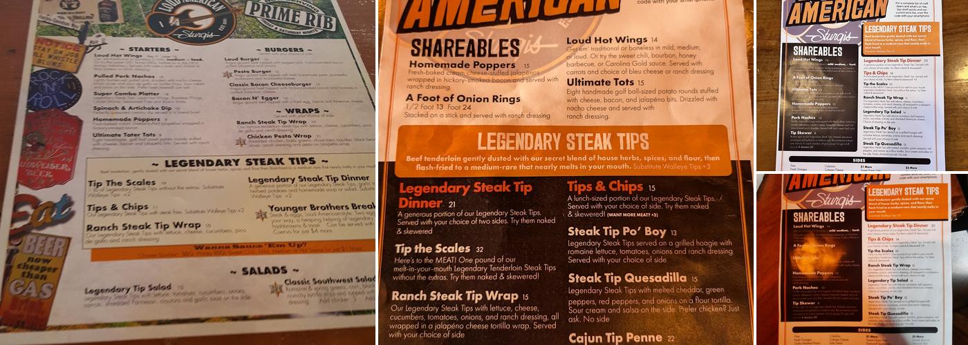 Loud American Sturgis Menu