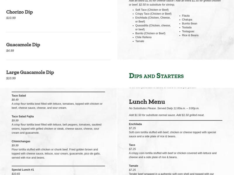 La Fuente Lewisburg Menu