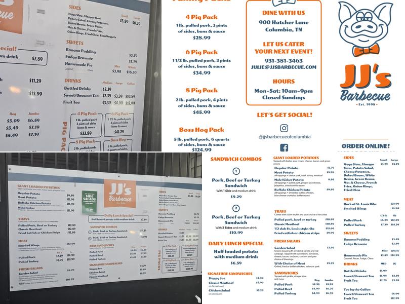 JJ’s Barbecue Menu