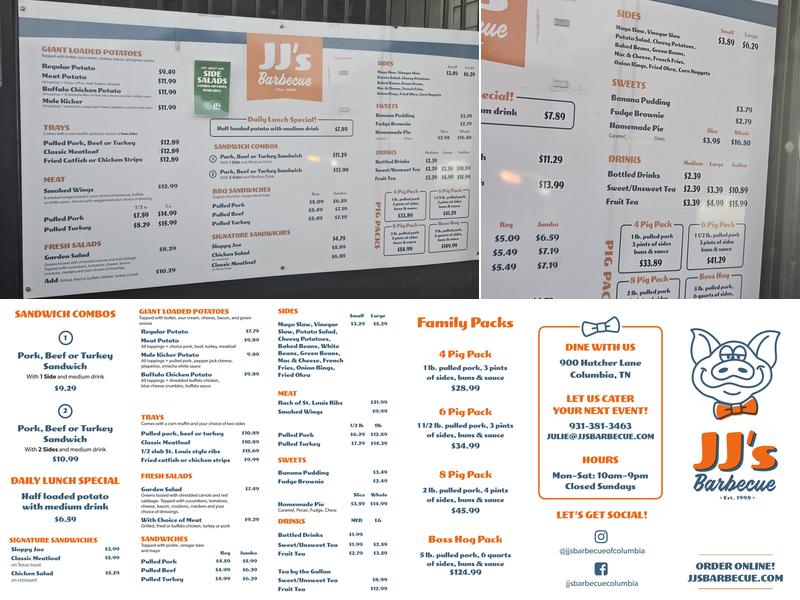 JJ’s Barbecue Menu