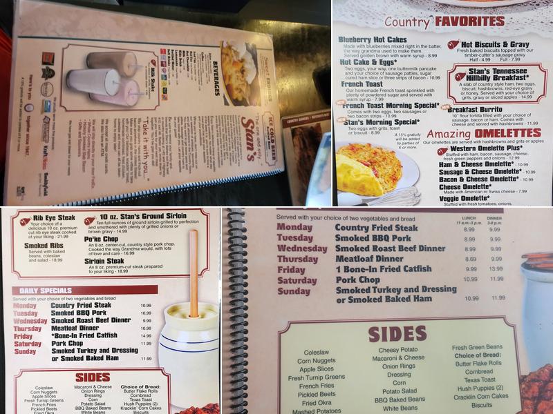 Stan's Country Restaurant Menu