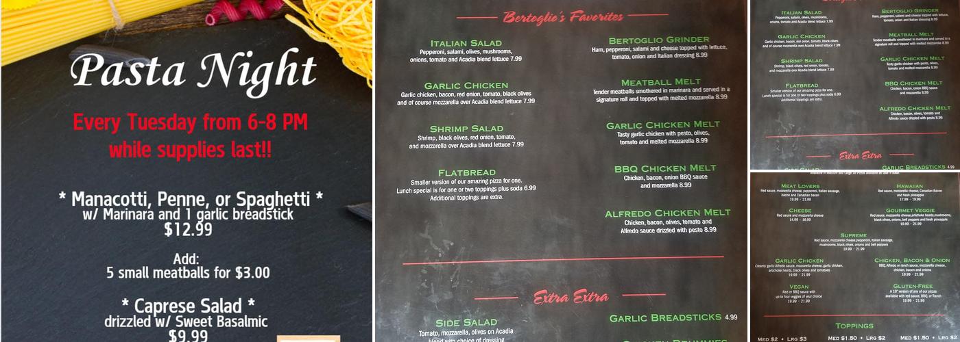 Bertoglios Pizza Menu