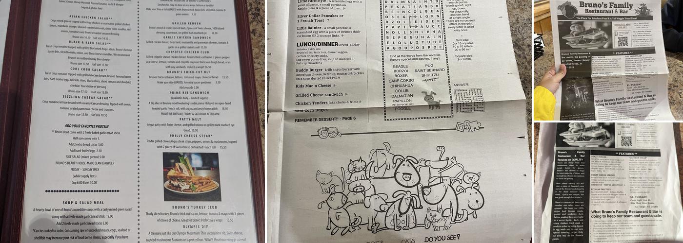 Bruno's Family Restaurant & Bar Menu