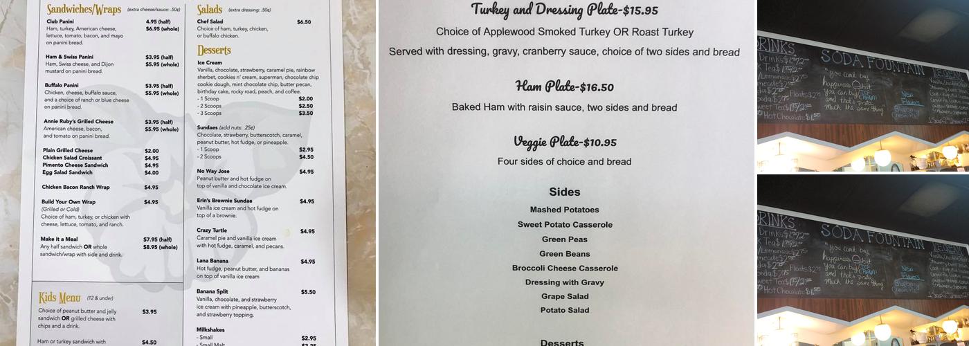 Annie Ruby's Cafe Menu