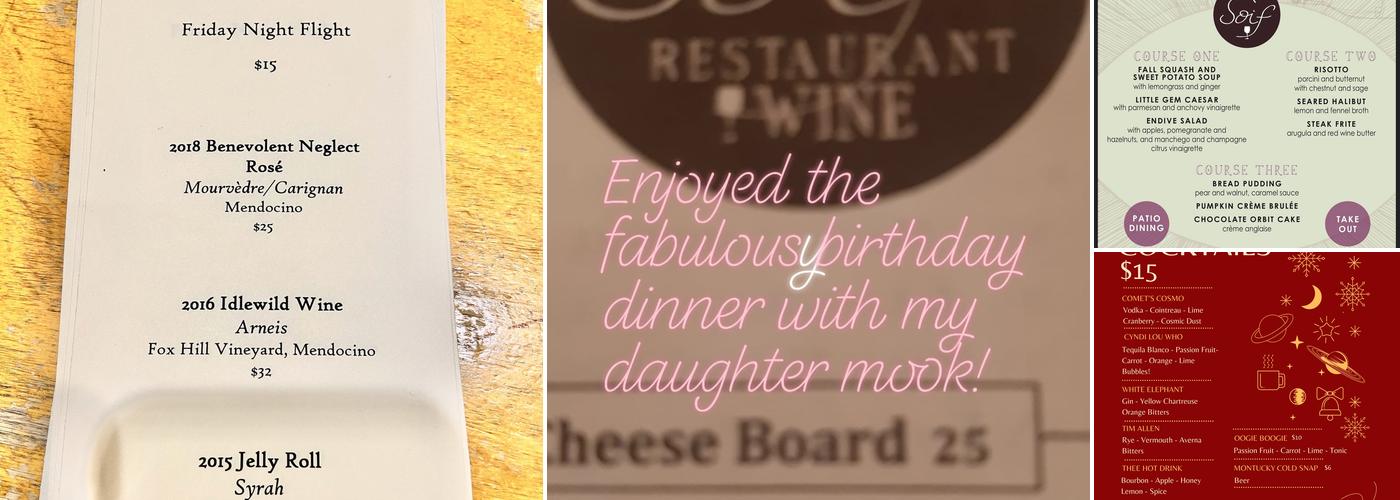 Soif Wine Bar and Merchants Menu