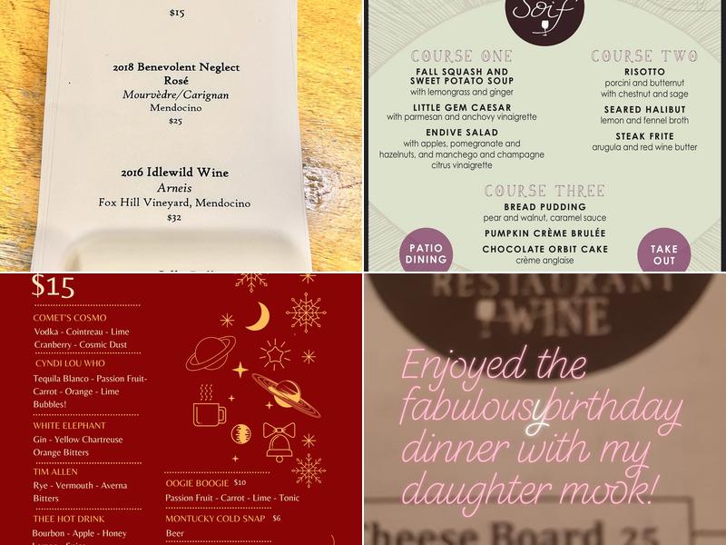 Soif Wine Bar and Merchants Menu