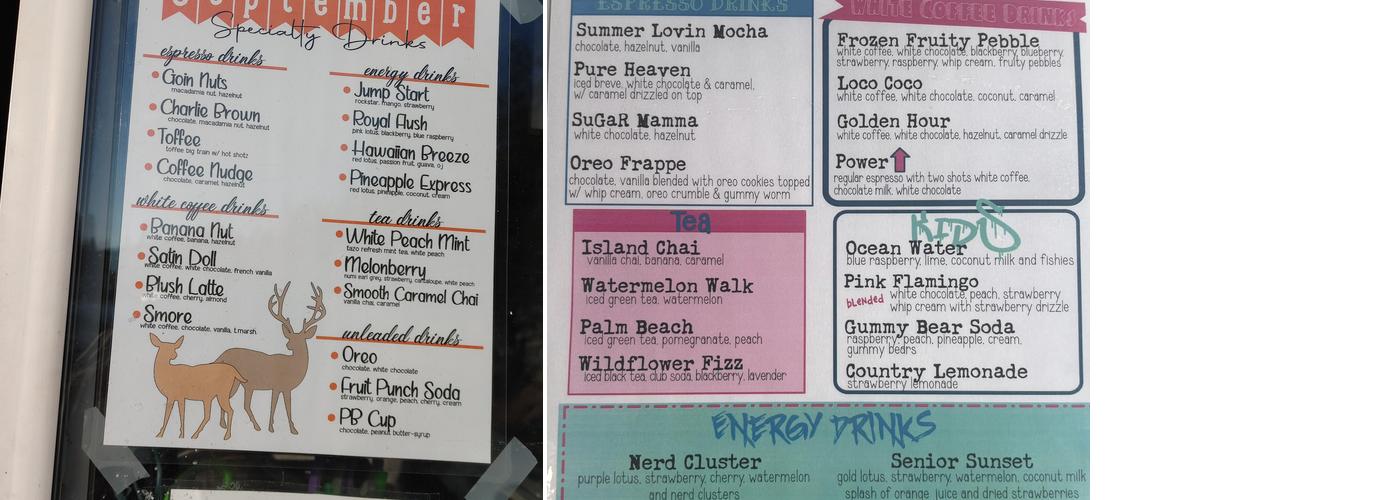 Kelli's Coffees Menu