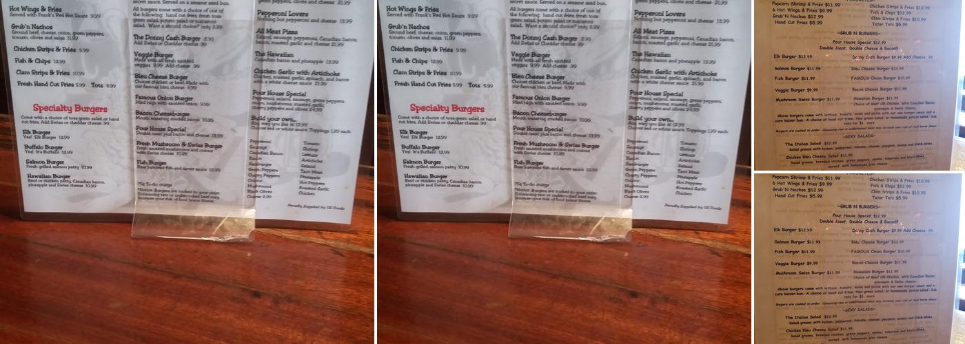 Pour House Grub & Pub Menu