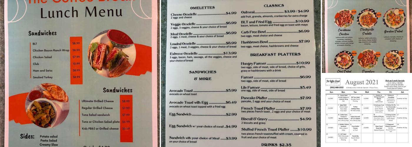 The Coffee Break Menu