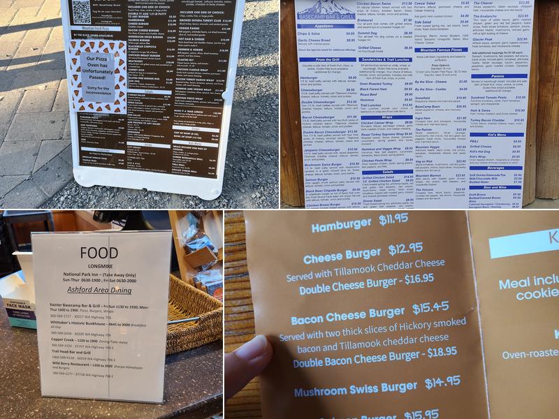 Rainier BaseCamp Bar & Grill Menu