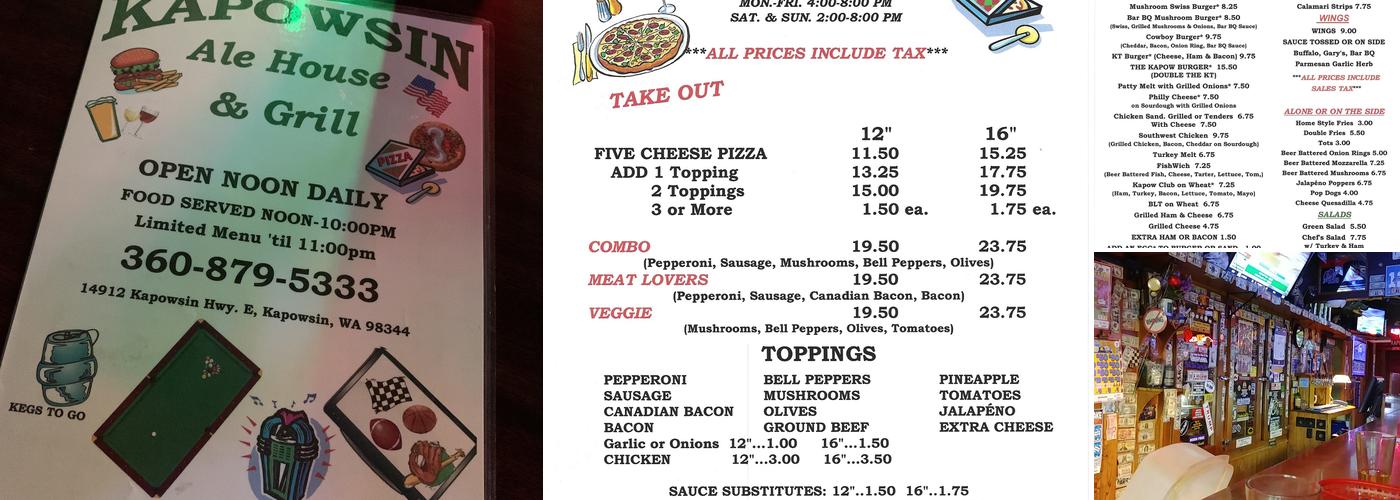Kapowsin Ale House & Grill Menu
