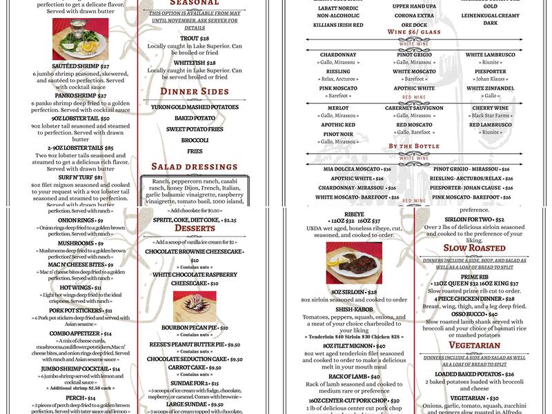 Camel Riders Restaurant/Resort Menu