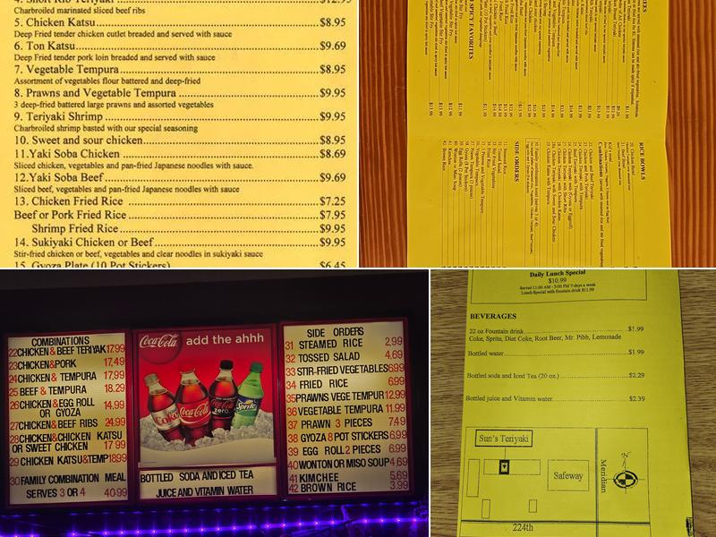 Sun's Teriyaki Menu