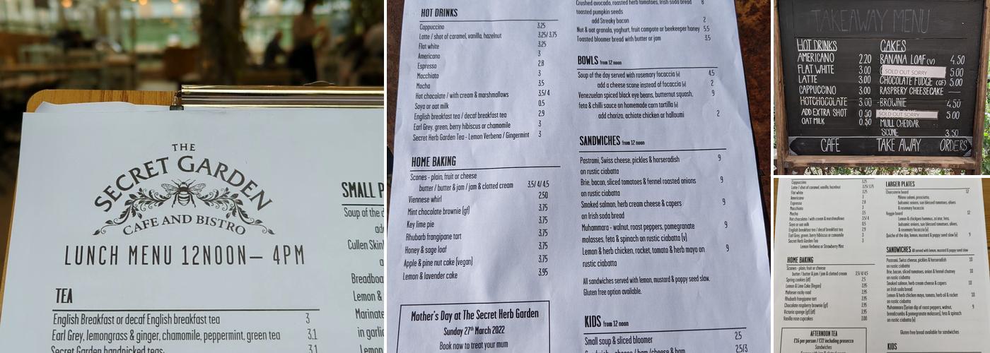 Secret Herb Garden Cafe & Bistro Menu