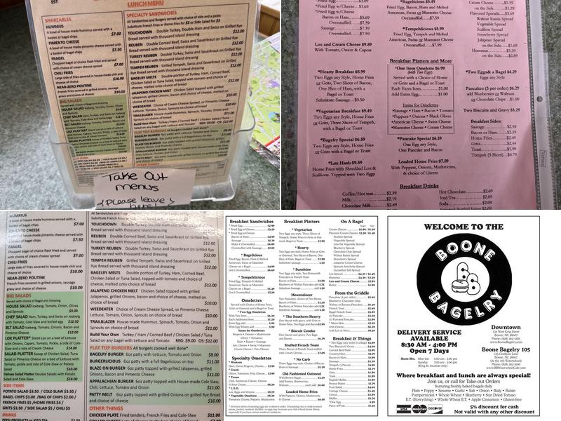 Boone Bagelry Menu