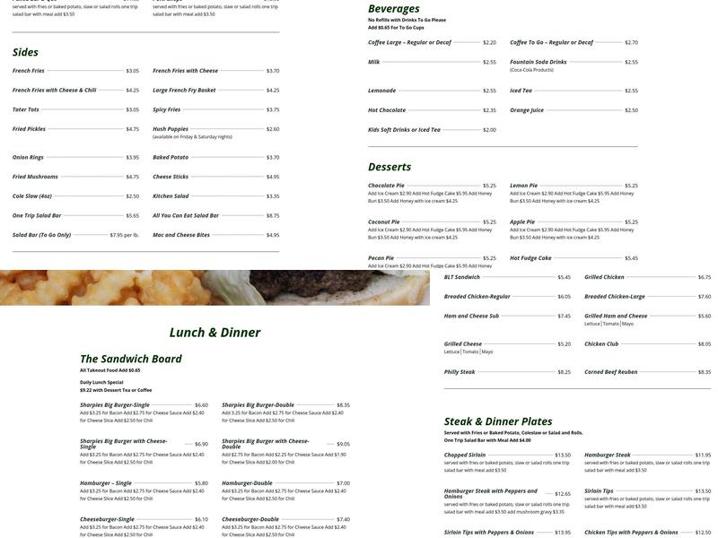 Sharpie's Restaurant Menu