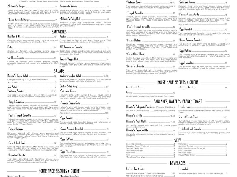 Melanie's Menu