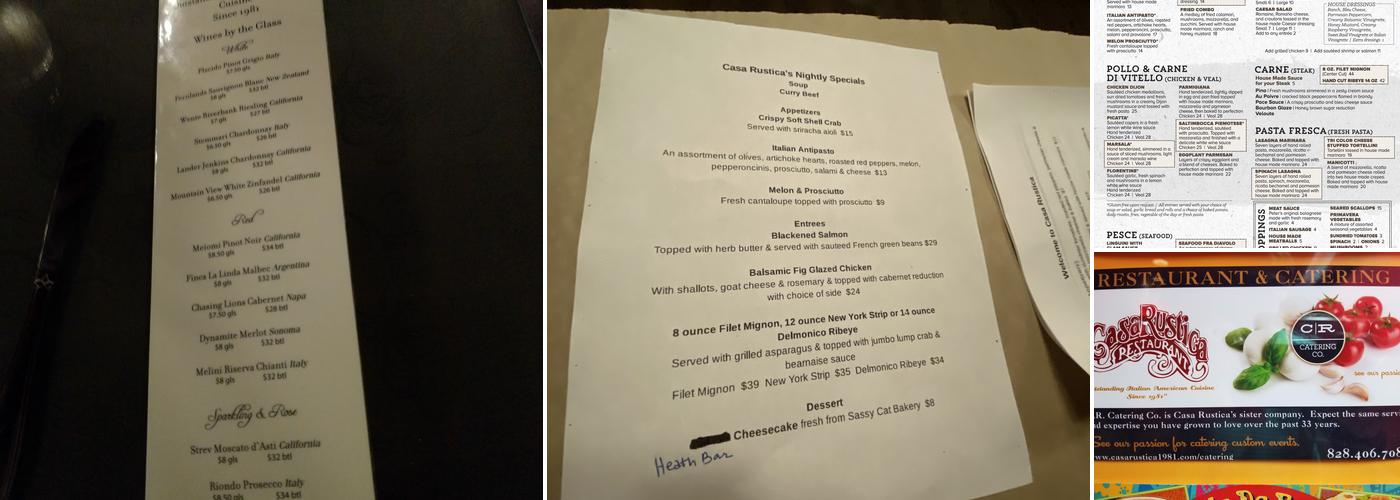 Casa Rustica Restaurant Menu