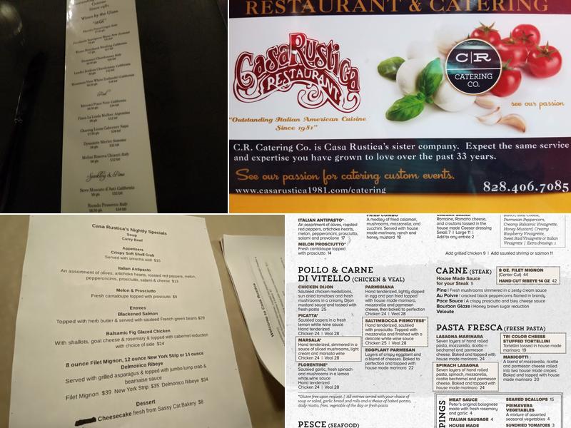 Casa Rustica Restaurant Menu