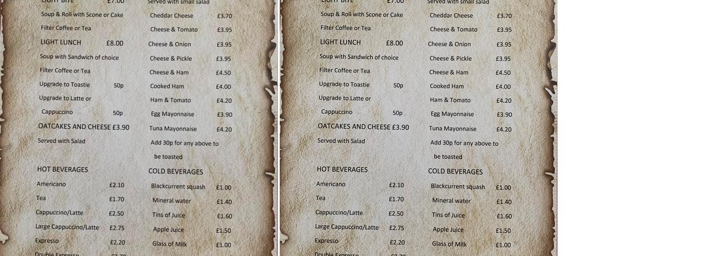 The Hayloft Falkland Menu