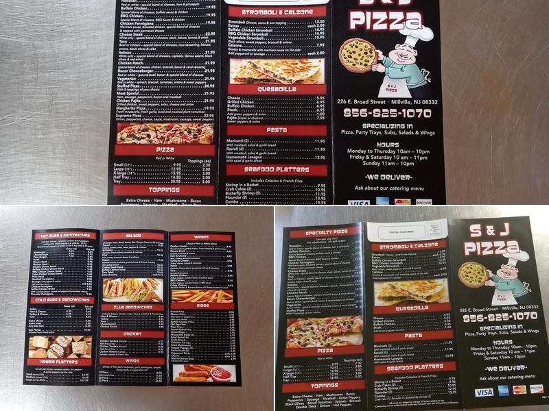 S & J Pizzeria Menu