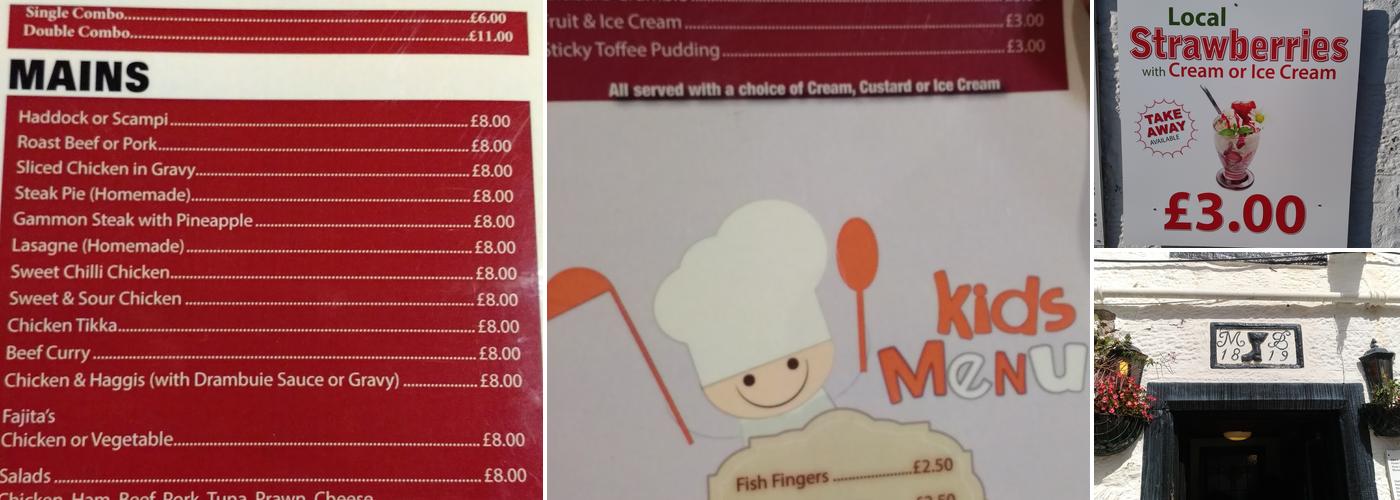 The Lomond Tearoom and Chocolate Shop Menu