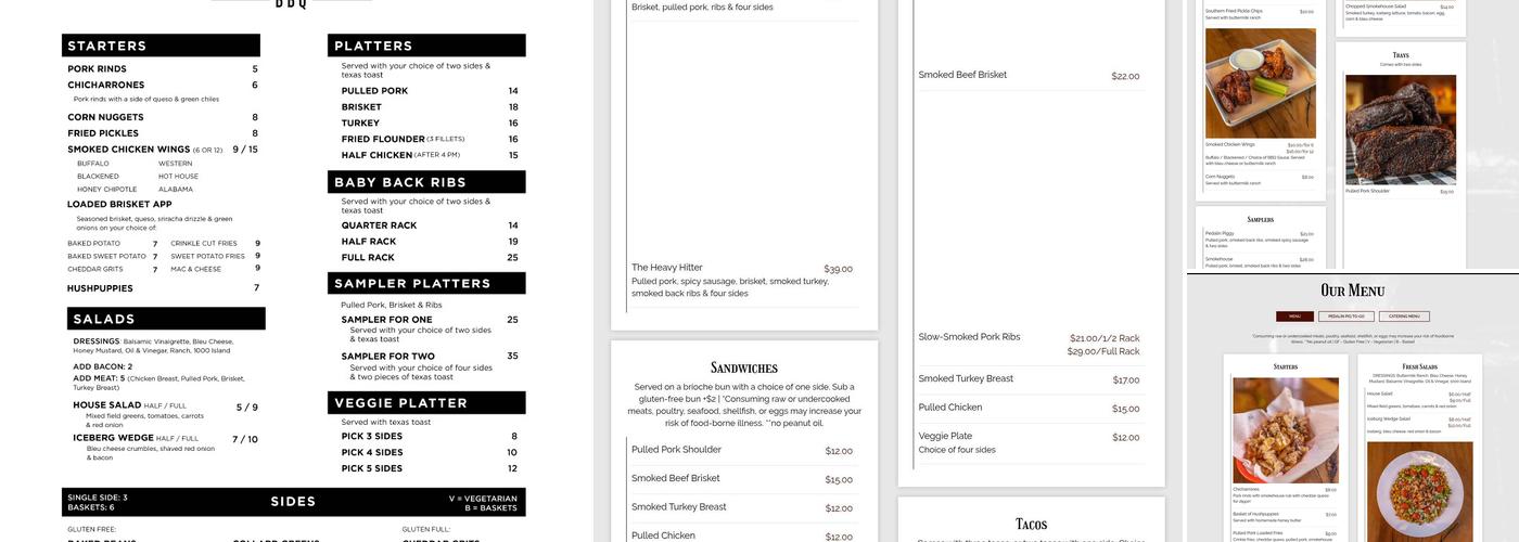 The Pedalin' Pig Menu