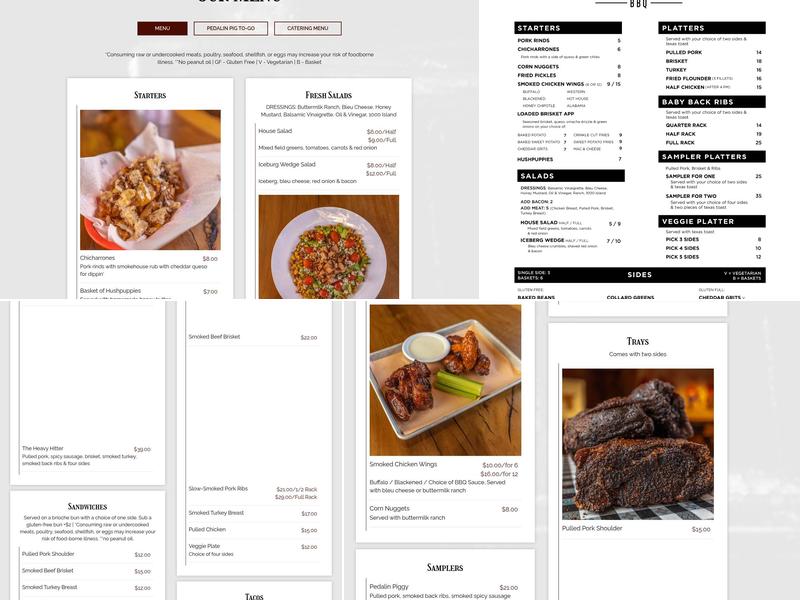 The Pedalin' Pig Menu