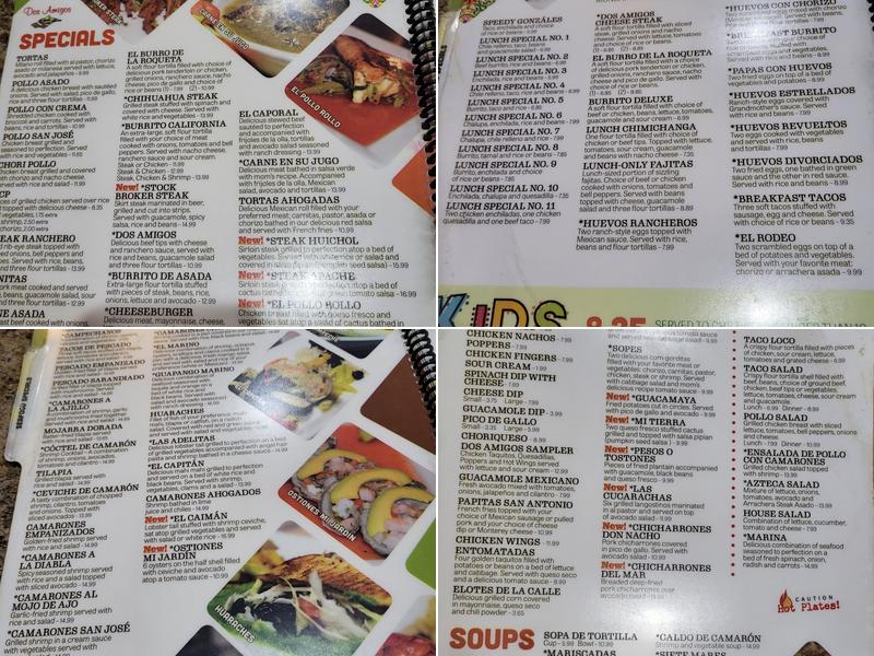Dos Amigos Menu