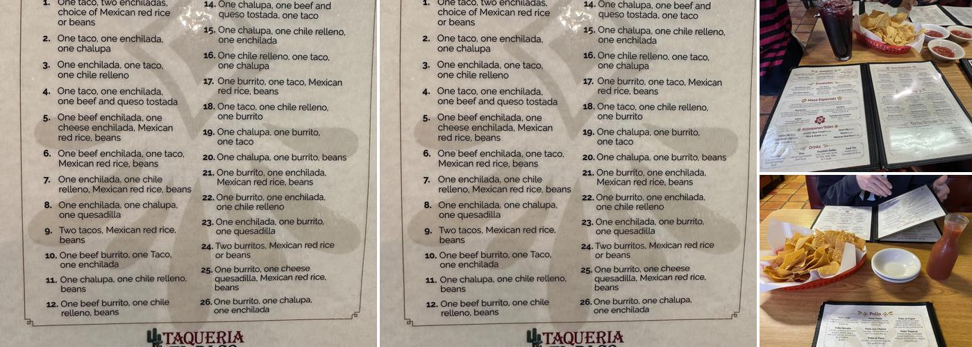 Taqueria El Paso Menu