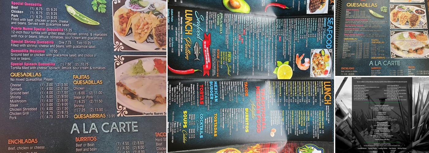 Puerto Nuevo Menu