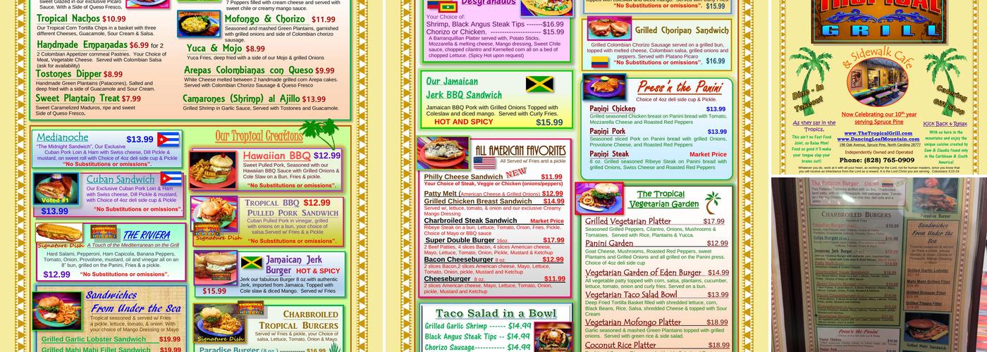 The Tropical Grill Menu