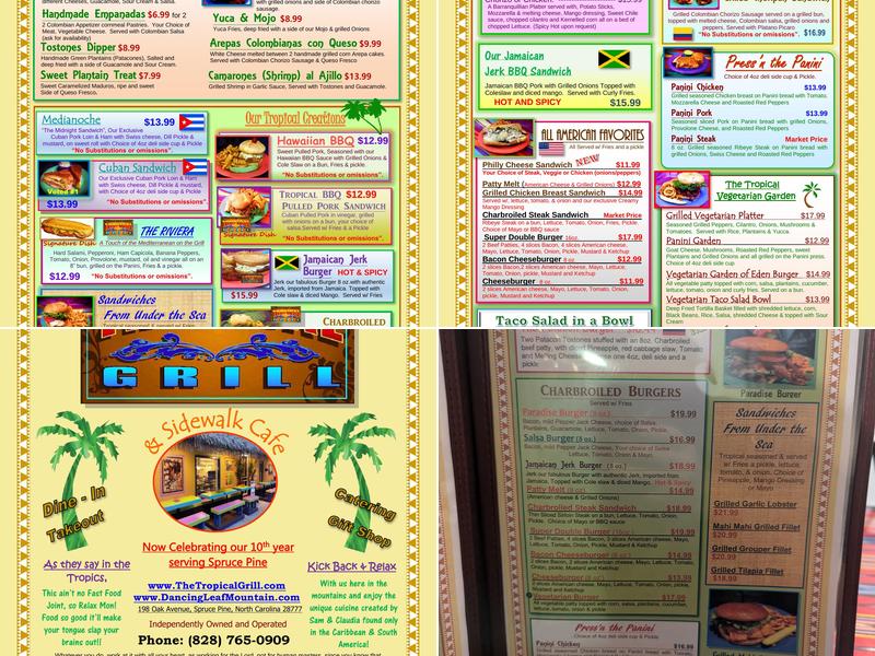 The Tropical Grill Menu