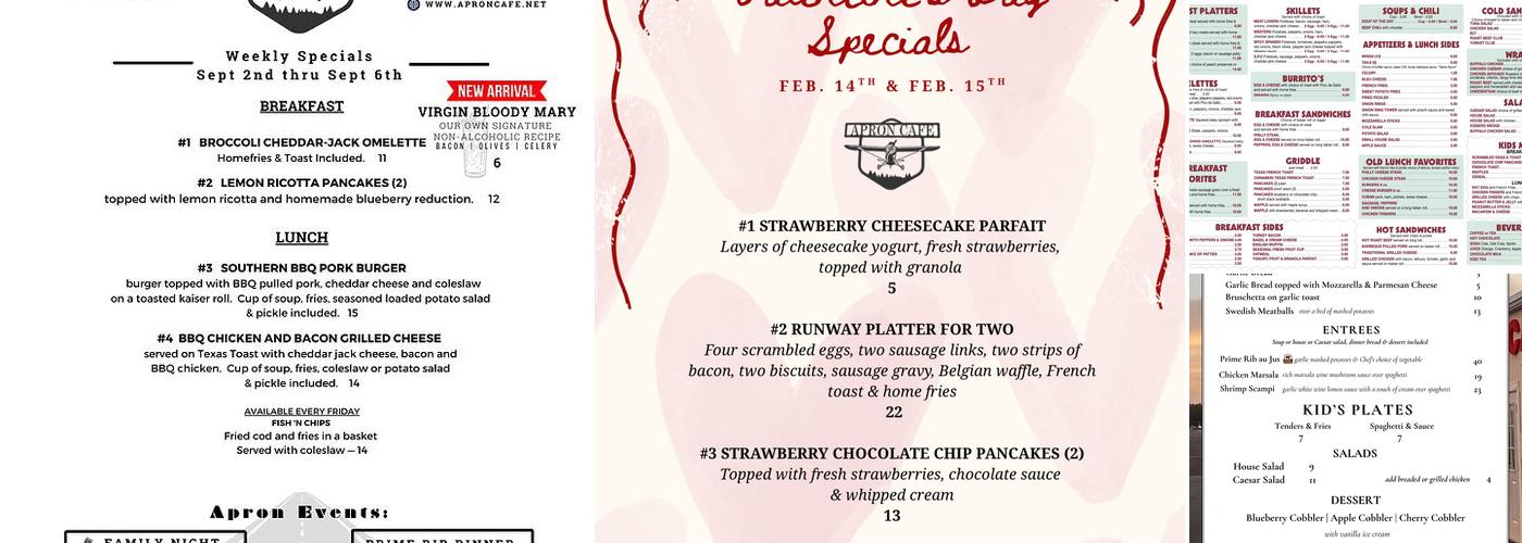 Apron Cafe Menu