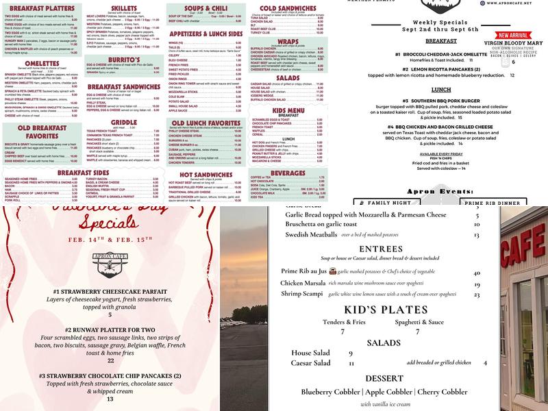 Apron Cafe Menu