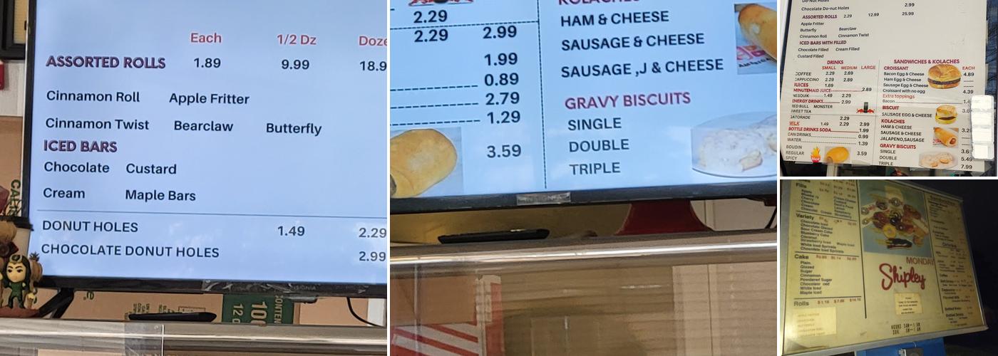 Shipley Do-Nuts Menu