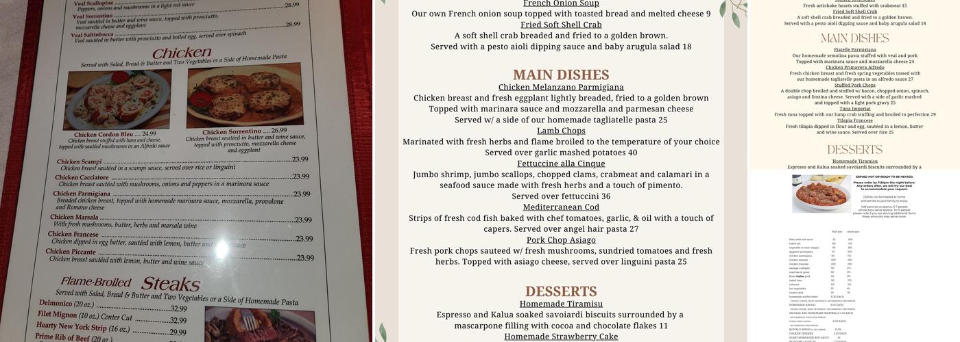 Five Points Inn Menu