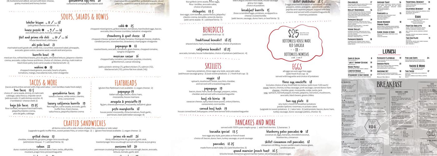 Le Papagayo Menu