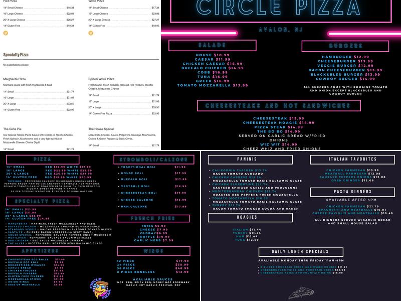 Circle Pizza Menu